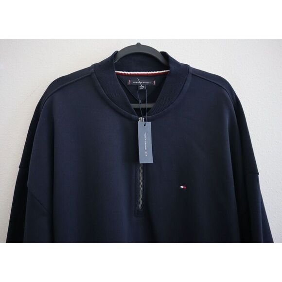 Tommy Hilfiger 78JA983-410 Men Sz XL Navy Bold Global Stripe 1/2 Zip Pullover - Picture 5 of 10